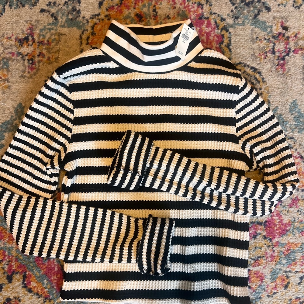 Aerie Black and White Striped Sweater
